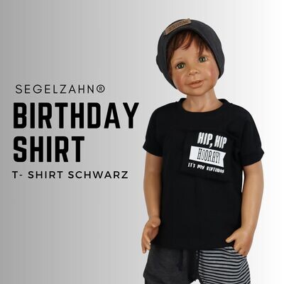 Geburtstagsshirt für Kinder Unisex für Jungen und Mädchen Birthday Shirt Schwarz - Segelzahn Geschenkidee Kin Baby Geburtstag - T-Shirt Sommershirt Kindershirt