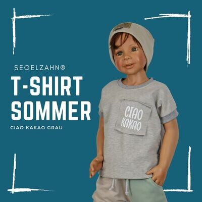 CIAO KAKAO T-Shirt Kinder Sommershirt Unisex Oberteil grau für Jungen und Mädchen - Segelzahn Shirts für den Sommer