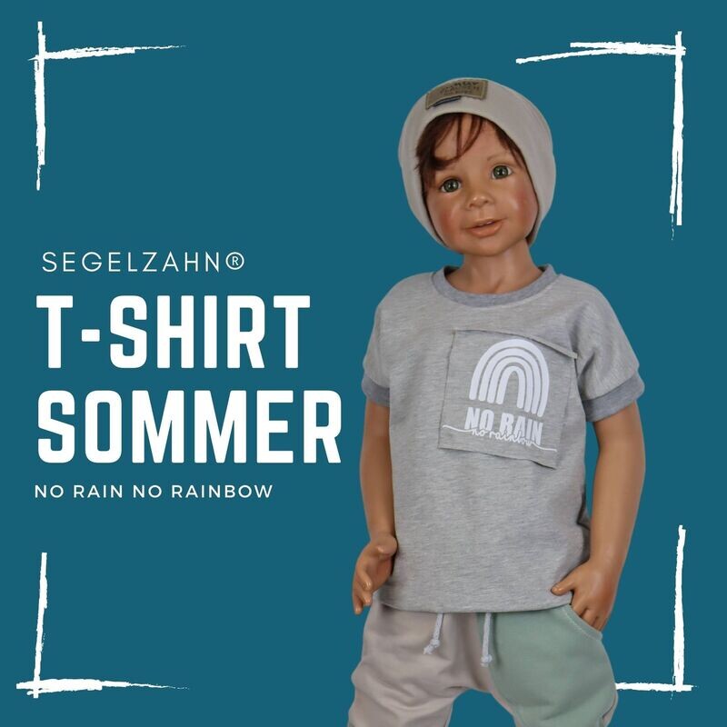 Sommershirt Unisex Grau - T-Shirt Jungen Mädchen Kindershirt Kurzarmshirt no rain no rainbow Segelzahn Shirts für den Sommer