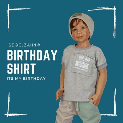 Geburtstagsshirt für Kinder Unisex für Jungen und Mädchen Birthday Shirt Grau - Segelzahn Geschenkidee Kin Baby Geburtstag - T-Shirt Sommershirt Kindershirt