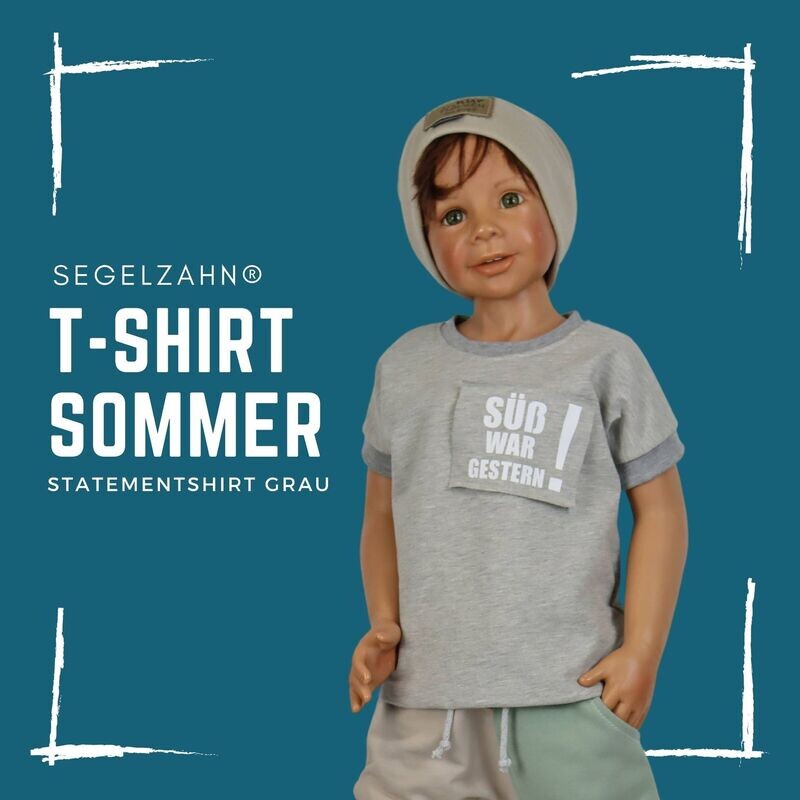 Süß war gestern statement T-Shirt Kinder Sommershirt Unisex Oberteil grau für Jungen und Mädchen - Segelzahn Shirts für den Sommer Süß war gestern statement T-Shirt Kinder Sommershirt Unisex Oberteil grau für Jungen und Mädchen - Segelzahn Shirts für den Sommer