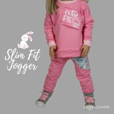Slim Fit Hose Mädchen Rosa - Sweat Jogger Kind Baby süße Hasen - Jogginghose - Segelzahn Hosen für Mädchen