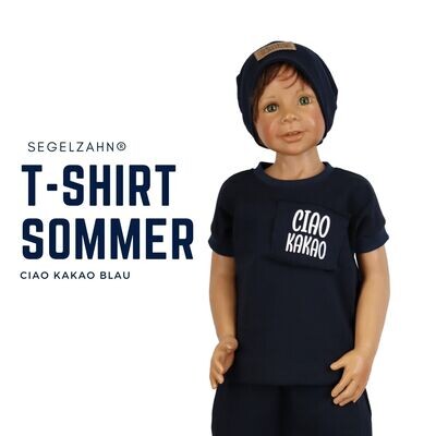 CIAO KAKAO T-Shirt Kinder Sommershirt Unisex Oberteil Blau für Jungen und Mädchen - Segelzahn Shirts für den Sommer