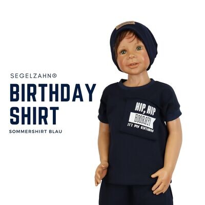 Geburtstagsshirt für Kinder Unisex für Jungen und Mädchen Birthday Shirt Blau - Segelzahn Geschenkidee Kin Baby Geburtstag - T-Shirt Sommershirt Kindershirt