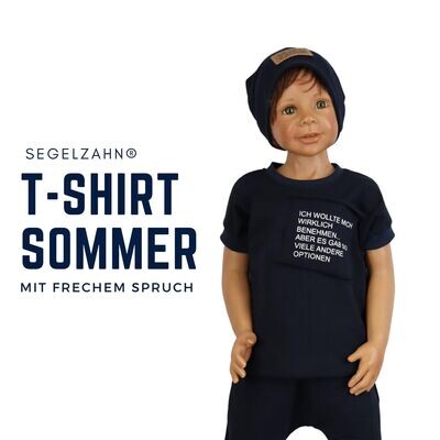 T-Shirt Kinder Unisex Oberteil mit Spruch - statement Shirt für Jungen und Mädchen - Sommershirt - Sweat- Blau - Segelzahn freches tshirt