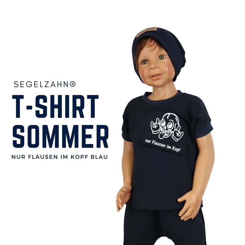 Nur Flausen im Kopf T-Shirt Kinder Sommershirt Unisex Oberteil Blau für Jungen und Mädchen - Segelzahn Shirts für den Sommer