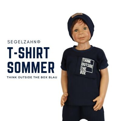 Tshirt Unisex Blau - statement Shirt für Jungen und Mädchen - Segelzahn think outside the box- Kindershirt - Oberteile - Sommer für Kind und Baby