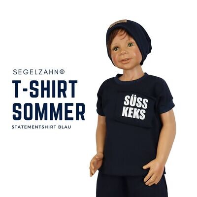 Tshirt Unisex Blau - SÜSS KEKS Shirt für Jungen und Mädchen - Segelzahn statement shirts- Kindershirt - Oberteile - Sommer für Kind und Baby
