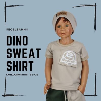 T-Shirt Kinder Dino Sommershirt Kind Baby Beige Dinosaurier Oberteil Unisex Jungen Mädchen Kurzarmshirt T-Shirt Segelzahn Kinderkleidung