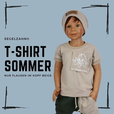 Nur Flausen im Kopf T-Shirt Kinder Sommershirt Unisex Oberteil Beige für Jungen und Mädchen - Segelzahn Shirts für den Sommer