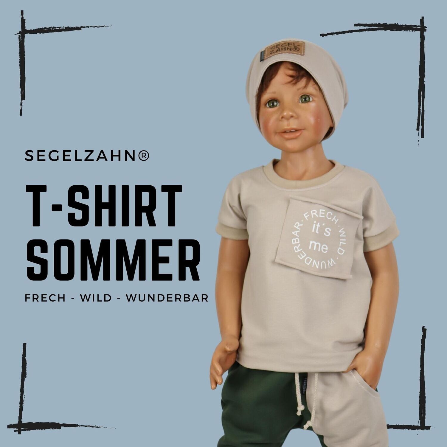 Tshirt Unisex Beige - frech wild wunderbar - ich - statement Shirt für Jungen und Mädchen - Segelzahn - Kindershirt - Oberteile - Sommer für Kind und Baby
