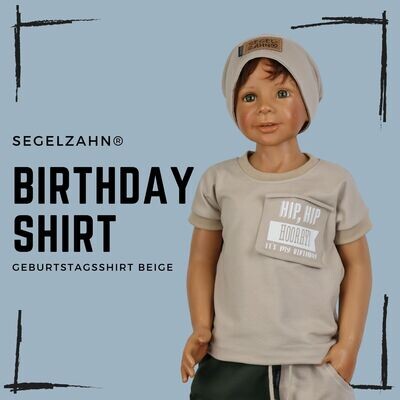 Geburtstagsshirt für Kinder Unisex für Jungen und Mädchen Birthday Shirt Beige - Segelzahn Geschenkidee Kin Baby Geburtstag - T-Shirt Sommershirt Kindershirt