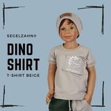 Dino T-Shirt Kinder Beige Unisex Dinosaurier Shirt für Jungen und Mädchen - Segelzahn Oberteile für den Sommer