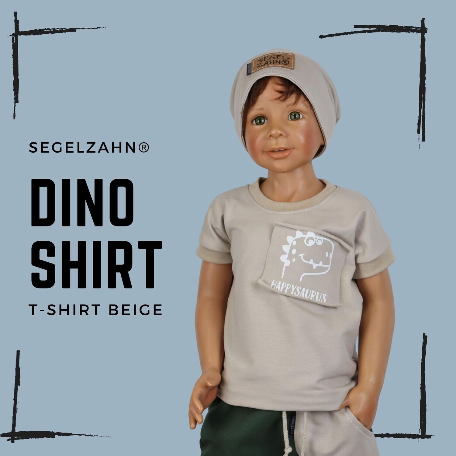 Dino T-Shirt Kinder Beige Unisex Dinosaurier Shirt für Jungen und Mädchen - Segelzahn Oberteile für den Sommer