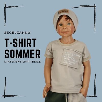 T-Shirt Kinder Unisex Oberteil mit Spruch - statement Shirt für Jungen und Mädchen - Sommershirt - Sweat- Beige - Segelzahn freches tshirt