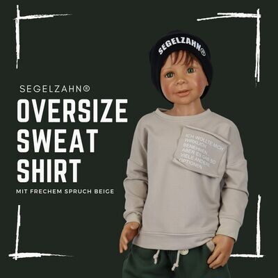 Oversize Sweatshirt für Kinder Beige - Unisex statement Pullover für Jungen und Mädchen von Segelzahn