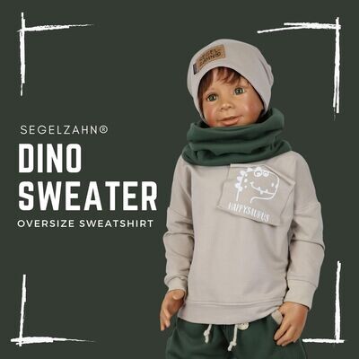 Dino Pullover Kinder Beige - Oversize Sweatshirt Unisex für Jungen, Mädchen, Kinder und Babys - Dinosaurier Shirt - Happysaurus