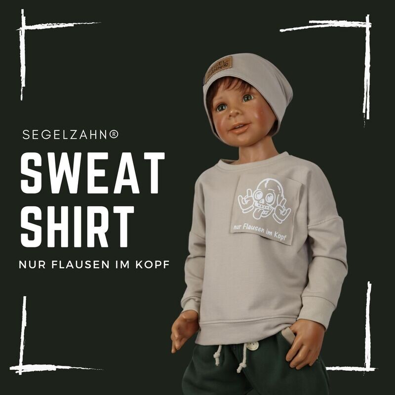 Oversize Pullover für Kinder Unisex Sweatshirt Beige Kind Baby Oberteil - nur flausen im Kopf - Segelzahn Shirts für Kind und Baby, Jungen und Mädchen Oversize Pullover für Kinder Unisex Sweatshirt Beige Kind Baby Oberteil - nur flausen im Kopf - Segelzahn Shirts für Kind und Baby, Jungen und Mädchen
