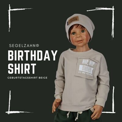 Oversize Sweatshirt Beige - Birthday Shirt - Jungen Mädchen Pullover - Geburtstagsshirt Segelzahn
