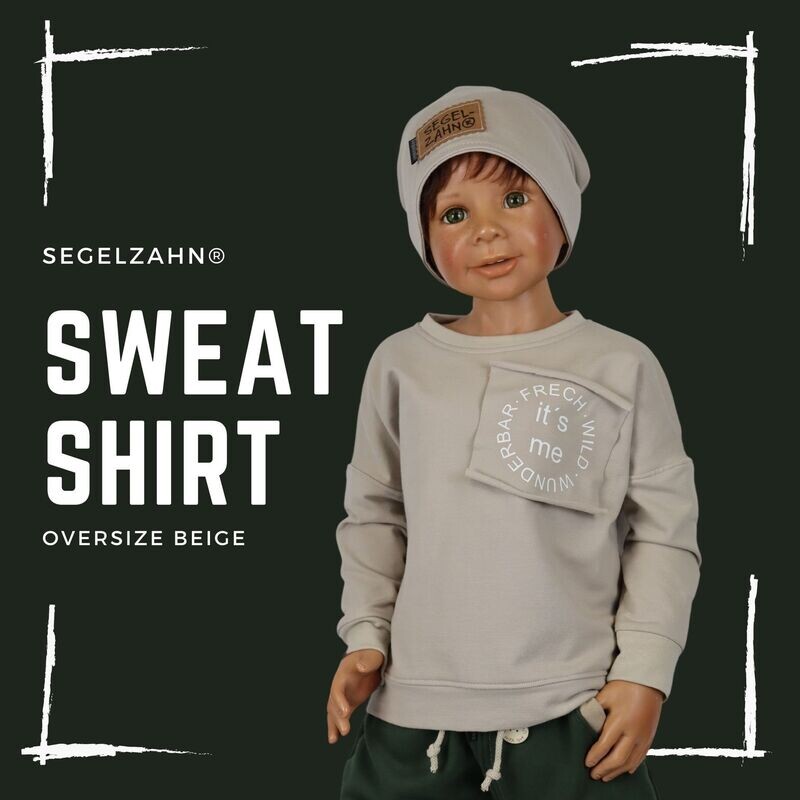 Sweatshirt Kinder Oversize Pullover Beige - Langarmshirt Kind Baby Junge Mädchen Kinderpullover Shirt Oberteil Segelzahn Kinderkleidung Sweatshirt Kinder Oversize Pullover Beige - Langarmshirt Kind Baby Junge Mädchen Kinderpullover Shirt Oberteil Segelzahn Kinderkleidung