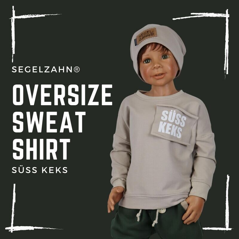 Oversize Pullover für Kinder Unisex Sweatshirt Beige - statement Shirt Süsskeks - Segelzahn Oberteil Kinderkleidung für Jungen und Mädchen Oversize Pullover für Kinder Unisex Sweatshirt Beige - statement Shirt Süsskeks - Segelzahn Oberteil Kinderkleidung für Jungen und Mädchen