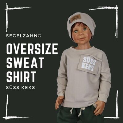 Oversize Pullover für Kinder Unisex Sweatshirt Beige - statement Shirt Süsskeks - Segelzahn Oberteil Kinderkleidung für Jungen und Mädchen