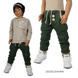 Slim Fit Hose Kinder , Sweat Jogger Kind Baby , Jogginghose Junge Mädchen - Segelzahn Kinderkleidung - Hosen Khaki Olive , Sweathose, Hosen