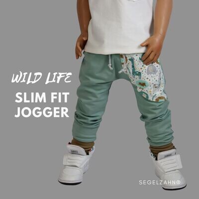 Sweat Hose Kinder / Slim Fit Jogger Kind Baby Jungen / Jogginghose / Kinderkleidung / Old Mint / Tiere / Hosen Unisex / Segelzahn