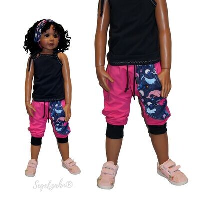 Kurze Hose Mädchen, Pumphose Kind Baby Pink, Sommerhose Segelzahn Kinderkleidung Shorts Capri Hosen für Kinder Pinke dreiviertelhose Sweat