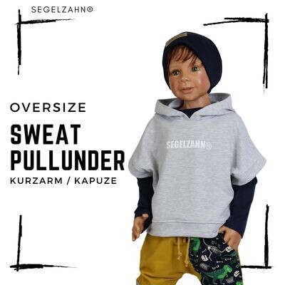 Pullunder Oversize Sweatshirt Kind Baby Grau - kurzarm Sweatshirt mit Kapuze - Junge Mädchen Hoodie Überzieher Segelzahn Kinderkleidung