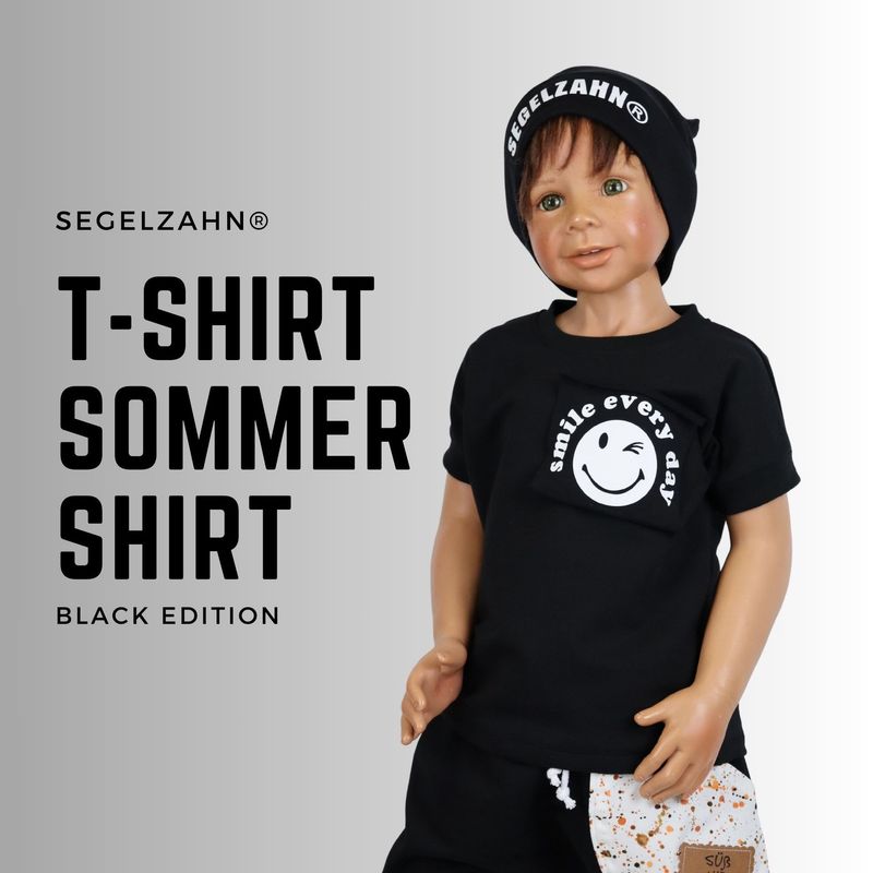 T-Shirt Kinder Smiley Sommershirt Schwarz Unisex Junge Mädchen tshirt Kind Baby Segelzahn Kinderkleidung Oberteil Sommer Kurzarmshirt T-Shirt Kinder Smiley Sommershirt Schwarz Unisex Junge Mädchen tshirt Kind Baby Segelzahn Kinderkleidung Oberteil Sommer Kurzarmshirt
