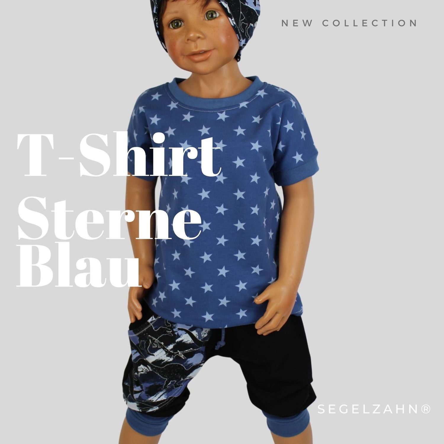 Kindershirt, kurzarm Sommershirt Unisex Blau Sterne Rauchblau Segelzahn Kinderkleidung Oberteil Sommer Sweatshirt Junge Mädchen Kind Baby