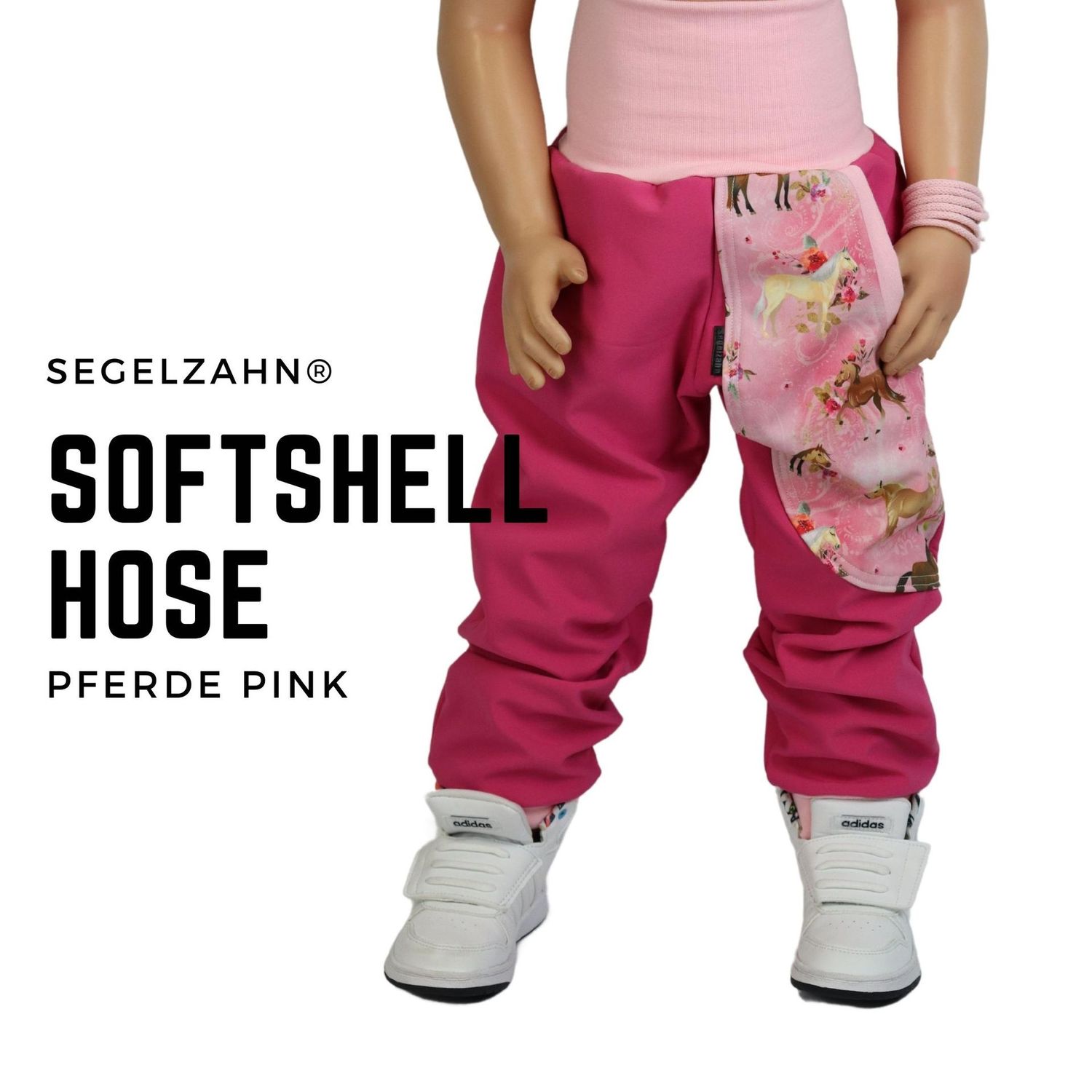 Softshellhose Mädchen /  Pferde  Regenhose Kinder / Matschhose Kind Baby / Pink / Pumphose / Thermohose warm gefüttert Segelzahn Kinderhose