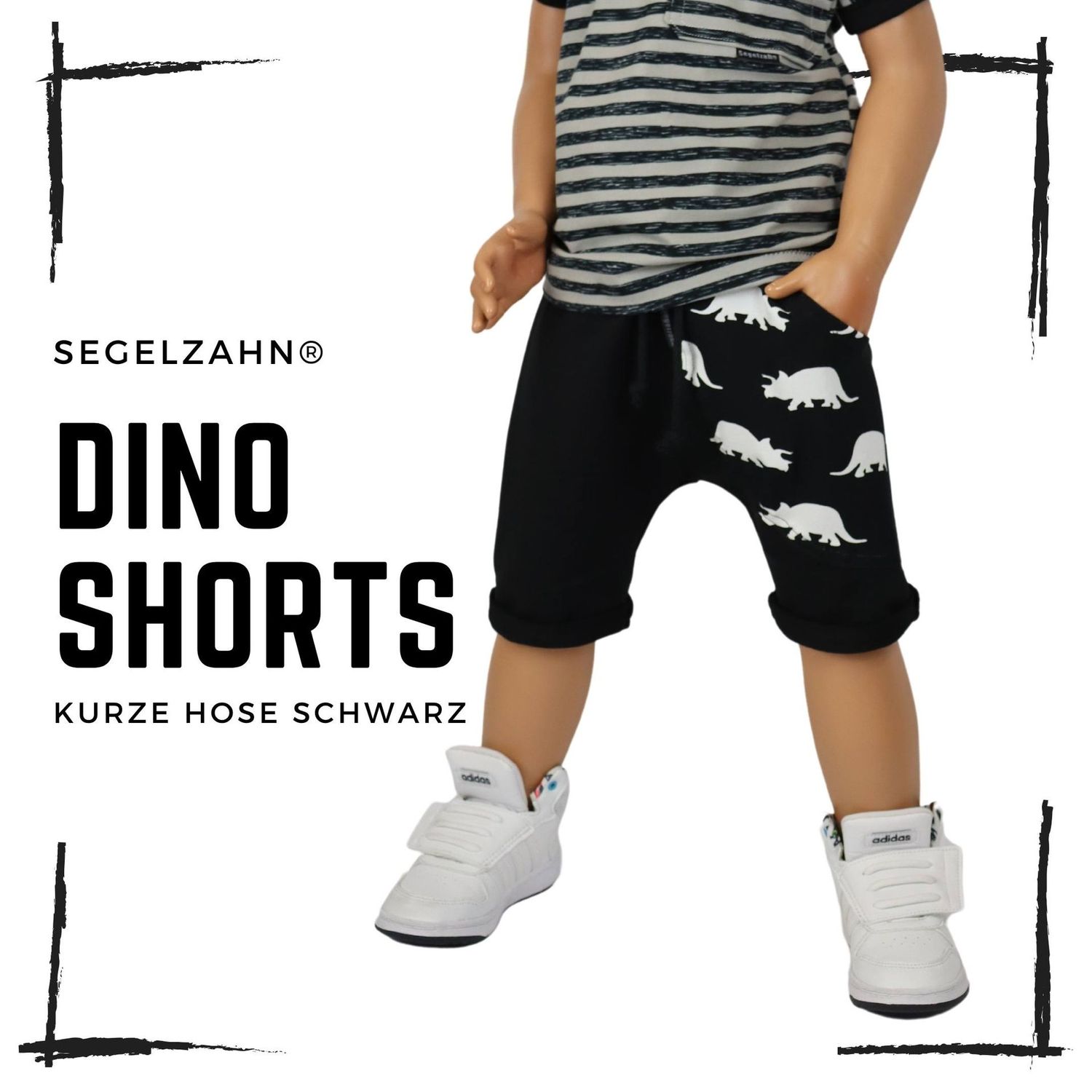 Kurze Hose Kinder Schwarz Dino Shorts Jungen Mädchen Unisex Sommerhose Segelzahn Kinderkleidung Sommerkleidung Kind Baby schwarze Hosen