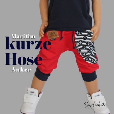 kurze Hose, Pumphose Kind Baby Unisey Rot Ankerhose Segelzahn Kinderkleidung Sommerhose Maritim Sweat Jogger Jungen Mädchen dreiviertelhose