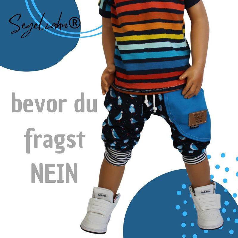 Pumphose Kinder, kurze Hose unisex Junge Mädchen Kind Baby Sommerhose Segelzahn Kinderkleidung Mitwachshose Shorts Blau Türkis mit Spruch Pumphose Kinder, kurze Hose unisex Junge Mädchen Kind Baby Sommerhose Segelzahn Kinderkleidung Mitwachshose Shorts Blau Türkis mit Spruch