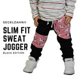 Slim Fit Sweat Jogger Mädchen Segelzahn Kinderhose Mädchenhose Sweathose Einhörner Schwarz Kind Baby Jogginghose Kinderkleidung Pumphose