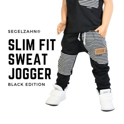 Slim Fit Jogger Schwarz Kinderhose Jungen Sweat Jogger Junge Kind Jogginghose Unisex Hose für Kinder Segelzahn
