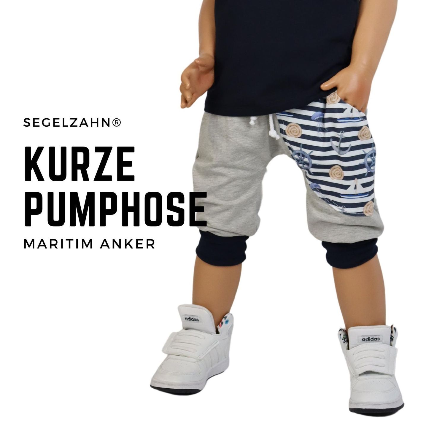 Pumphose kurz Kinder Unisex Junge Mädchen Kind Baby Sommerhose Sweat Jogger, Jogginghose Maritim Anker Shorts Segelzahn Kinderkleidung Hosen