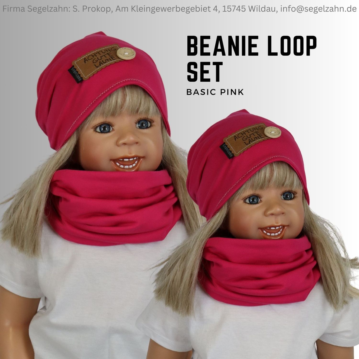 Beanie Loop Set Kinder Mütze Schal einfarbig schlicht, Pink Kindermütze Mädchen Baby Mützen Sets Segelzahn Kinderkleidung Übergang Winter