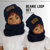 Beanie Loop Set Kinder Mütze Schal einfarbig schlicht, Blau Jungen Mädchen Kind Baby Mützen Sets Segelzahn Kinderkleidung Übergang Winter