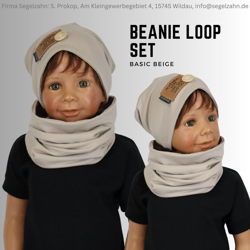 Beanie Loop Set Kinder Mütze Schal einfarbig schlicht, beige Jungen Mädchen Kind Baby Mützen Sets Segelzahn Kinderkleidung Übergang Winter Beanie Loop Set Kinder Mütze Schal einfarbig schlicht, beige Jungen Mädchen Kind Baby Mützen Sets Segelzahn Kinderkleidung Übergang Winter