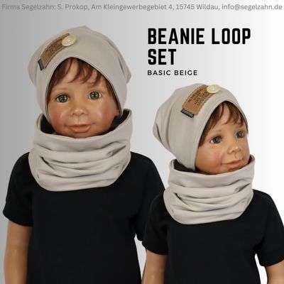 Beanie Loop Set Kinder Mütze Schal einfarbig schlicht, beige Jungen Mädchen Kind Baby Mützen Sets Segelzahn Kinderkleidung Übergang Winter Beanie Loop Set Kinder Mütze Schal einfarbig schlicht, beige Jungen Mädchen Kind Baby Mützen Sets Segelzahn Kinderkleidung Übergang Winter