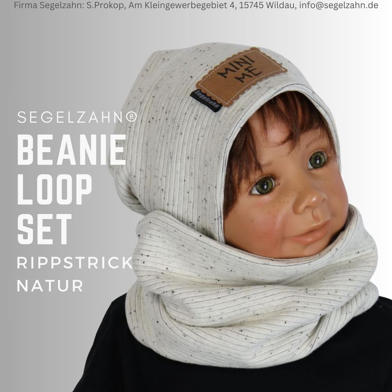 Rippstrick Set Kinder Beige Natur Beanie Loop Set Unisex Mini Me Mütze Schal Kind Baby Junge Mädchen Rip Sets Herbst Winter Mützen Segelzahn