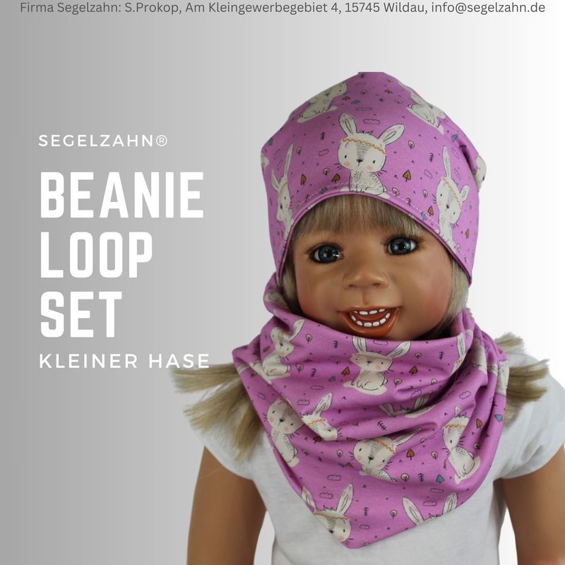 Beanie Loop Set Mädchen Rosa Hasen Kinder Mützen mit Schlupfschal Segelzahn Kinderkleidung Mütze mit Schal für Kind Baby Sets