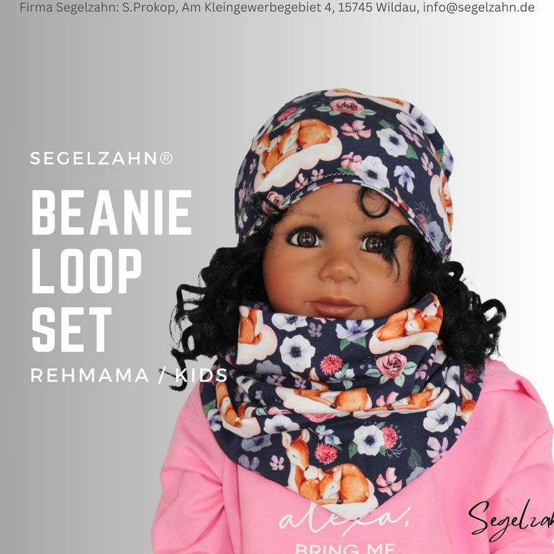 Beanie Mütze Loop Schal Mädchen Set Segelzahn Kindermütze Schlupfschal Schlauchschal Mützen Kind Mädchenset Mädchenmütze Sets gefüttert