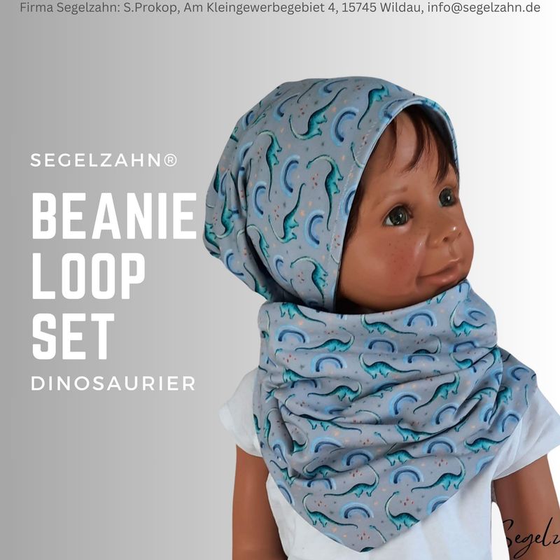 Beanie Mütze Loop Kinder Set, Dino Mützen Mütze Schal Schlupfschal Schlauchschal Kind Baby Junge Segelzahn gefüttert Dinosaurier grau blau Beanie Mütze Loop Kinder Set, Dino Mützen Mütze Schal Schlupfschal Schlauchschal Kind Baby Junge Segelzahn gefüttert Dinosaurier grau blau