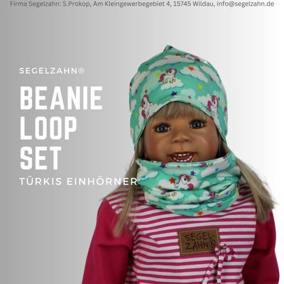 Beanie Loop Set Kinder Mütze Schal Einhörner Türkis Mädchenset Herbst Winter Frühling Loopschal Schlupfschal Kindermütze Segelzahn Beanie Loop Set Kinder Mütze Schal Einhörner Türkis Mädchenset Herbst Winter Frühling Loopschal Schlupfschal Kindermütze Segelzahn