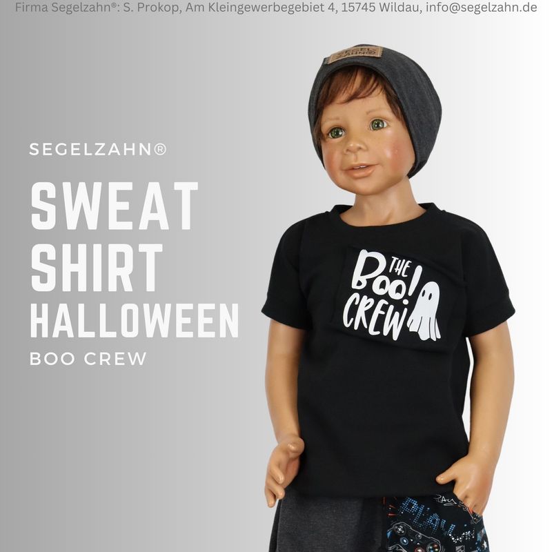 Halloween Sweat Shirt kurzarm T-Shirt Junge Kinder Baby Mädchen Sweatshirt Segelzahn Kinderkleidung graues Oberteil Kindershirt Schwarz