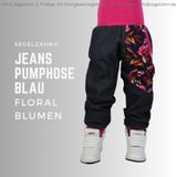 Jeans Pumphose Mädchen blau Kinderhose Jeanshose Floral Vintage Blumen Kind Baby blaue Kinderhose Jeans Segelzahn